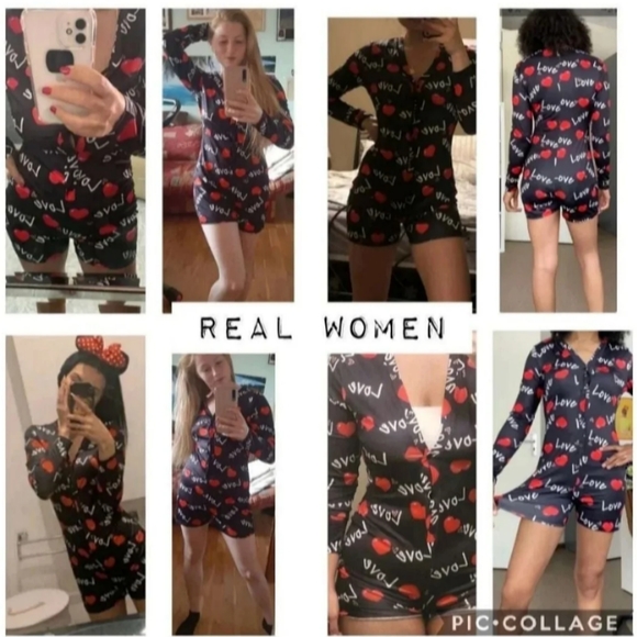 Large Adorable Valentine pajama romper - Picture 6 of 8